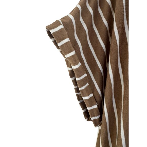 Caato Tan White Striped V-Neck High-Low Maxi Dress w/Pockets Size 22/24W 3X Plus - Picture 2 of 9